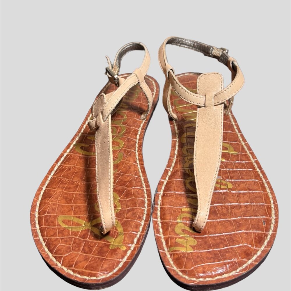 Sam Edelman size 7 tan leather t strap sandal